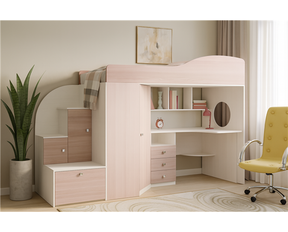 Кровать-чердак со столом Оттава Fmebel