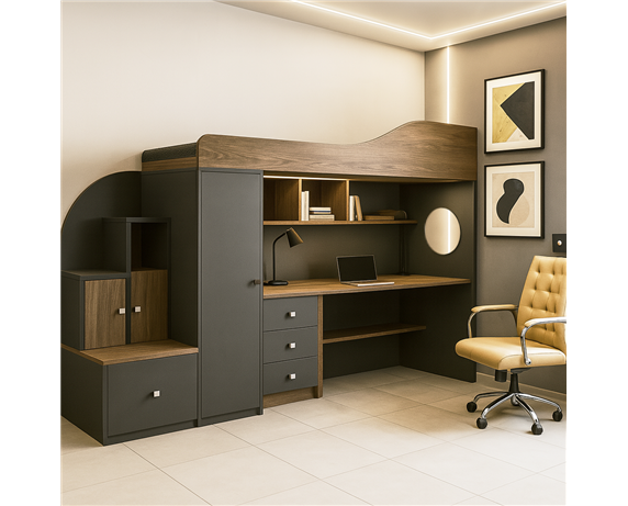 Кровать-чердак со столом Оттава-2 Fmebel