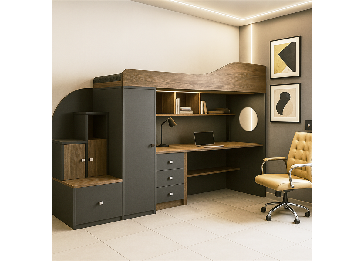 Кровать-чердак со столом Оттава-2 Fmebel