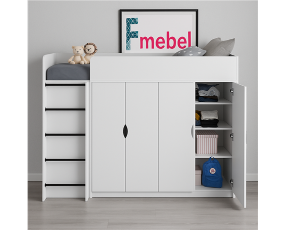 Кровать-чердак со шкафом Вермонт Fmebel 90x200