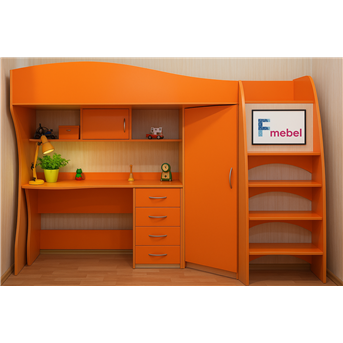 Кровать-чердак со столом Рейкьявик Fmebel