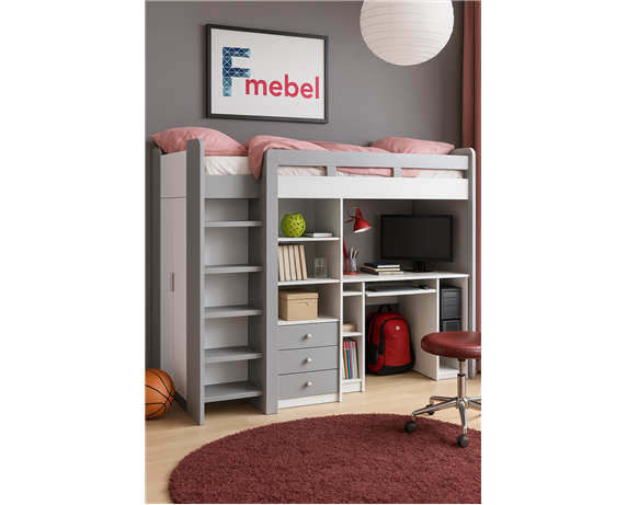 Кровать-чердак со столом Будапешт Fmebel