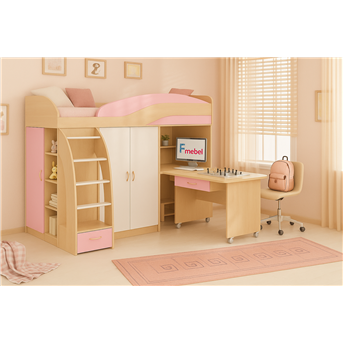 Кровать-чердак со столом Истон Fmebel 80x200