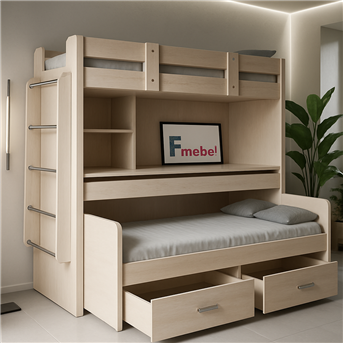 Кровать-чердак со столом Дортмунд Fmebel