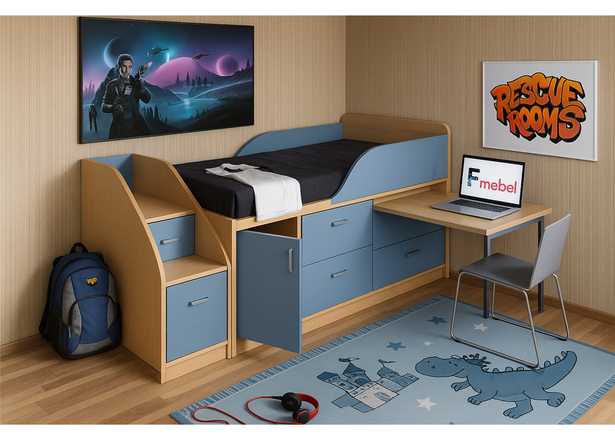 Кровать-чердак низкая Марсель Fmebel 