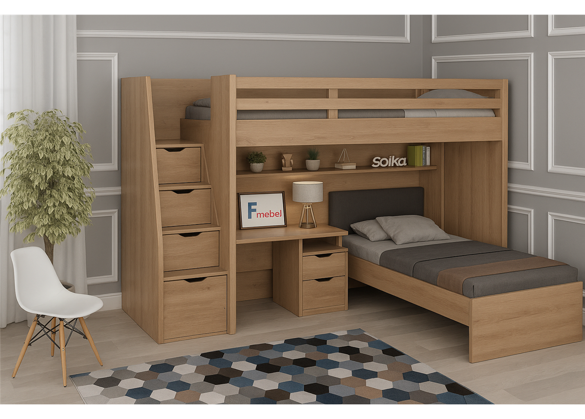 Кровать-чердак двухместная Сан-Франциско Fmebel 