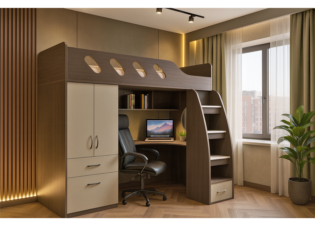 Кровать-чердак со столом Ванкувер-2  Fmebel 