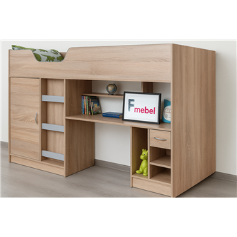 Кровать-чердак со столом Роттердам Fmebel