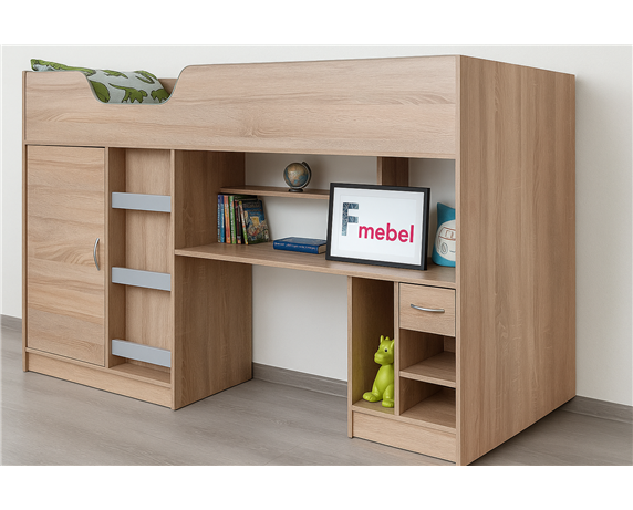 Кровать-чердак со столом Роттердам Fmebel