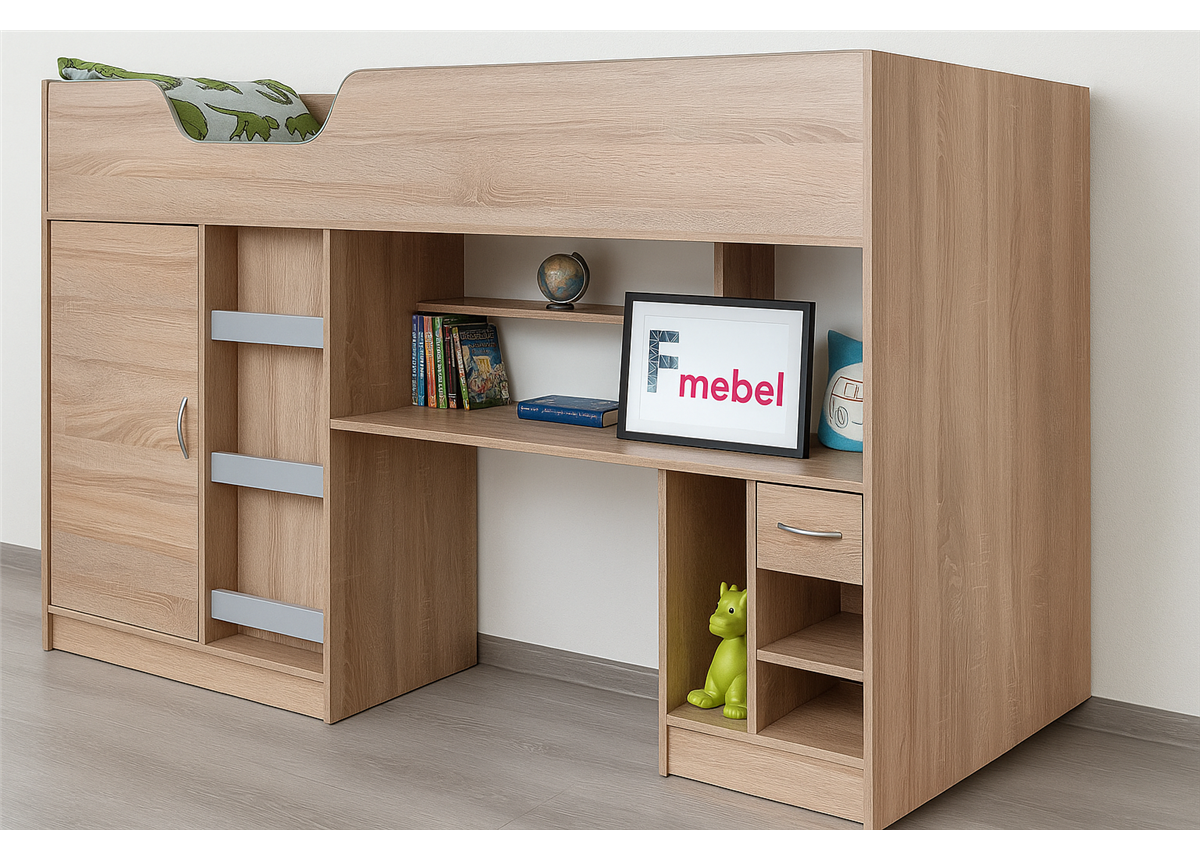 Кровать-чердак со столом Роттердам Fmebel