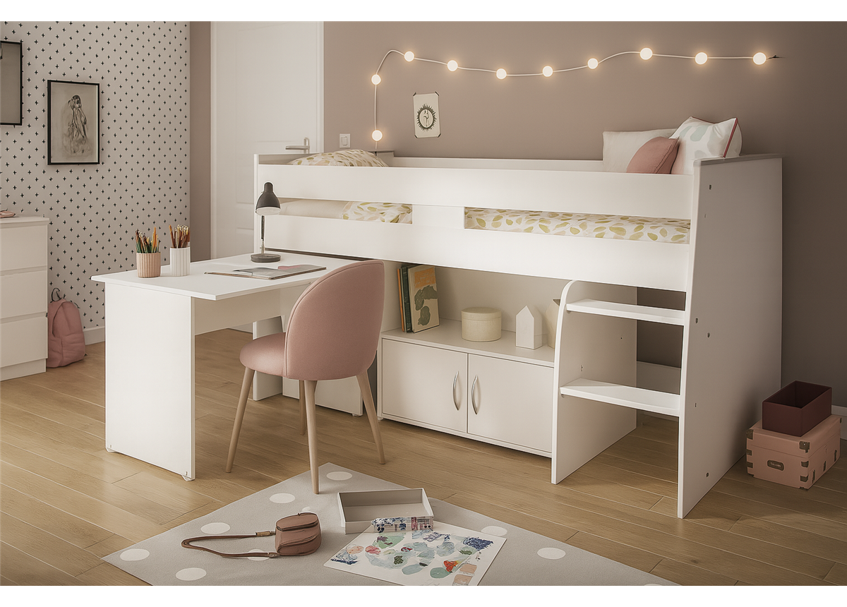 Кровать-чердак со столом Осло Fmebel