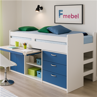 Кровать-чердак со столом Осака Fmebel
