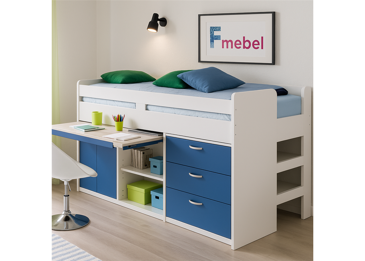 Кровать-чердак со столом Осака Fmebel