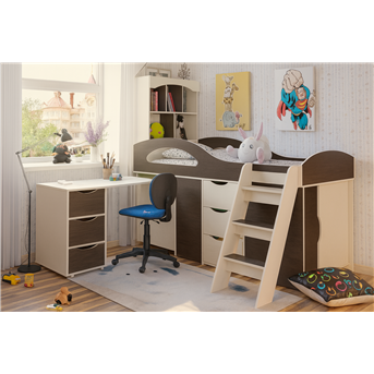Кровать-чердак со столом Канзас Fmebel 80x180