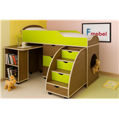 Кровать-чердак со столом Конкорд Fmebel 70x160