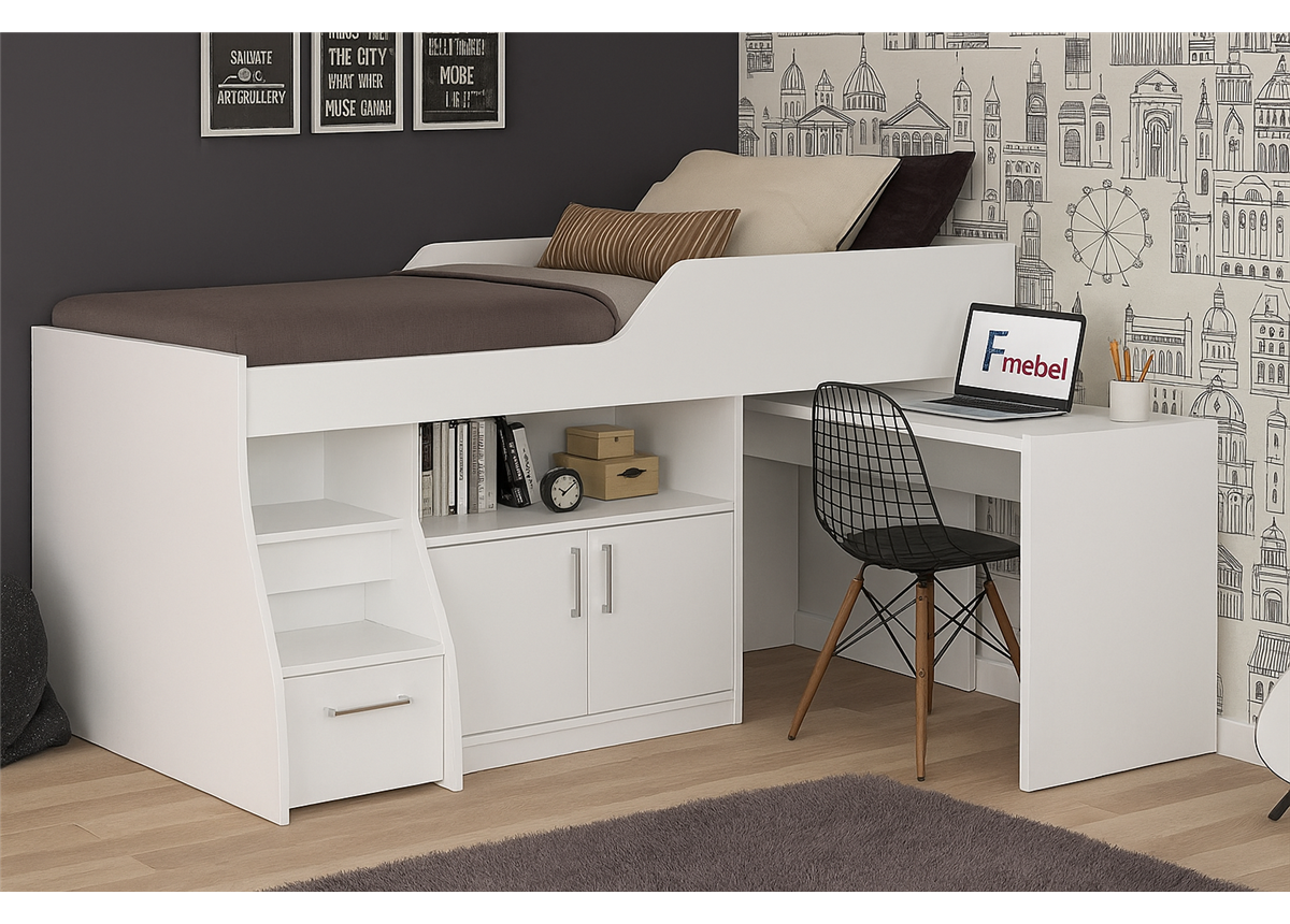 Кровать-чердак со столом Мичиган Fmebel 80х190