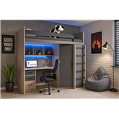Кровать-чердак со столом Окленд Fmebel 80x190