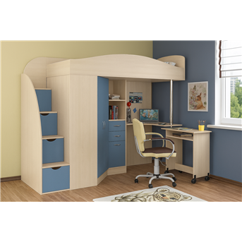 Кровать-чердак со столом Талса Fmebel 80x190