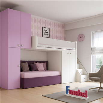 Кровать-чердак с местом под диван Калифорния Fmebel 80x190