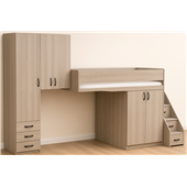 Кровать-чердак с местом под диван Калифорния Fmebel 80x190 с закрытым стеллажом