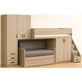 Кровать-чердак с местом под диван Калифорния Fmebel 80x190 с закрытым стеллажом