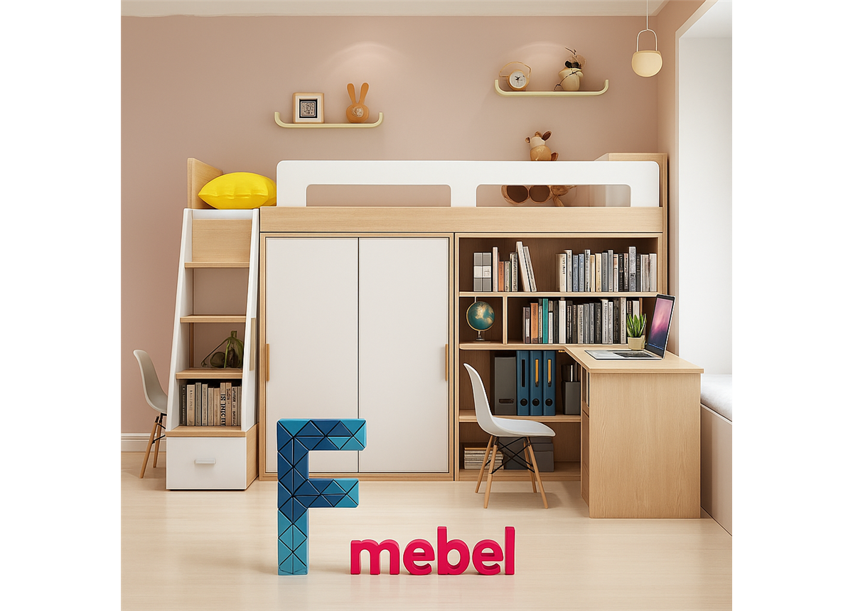 Кровать-чердак со шкафом Генуя Fmebel