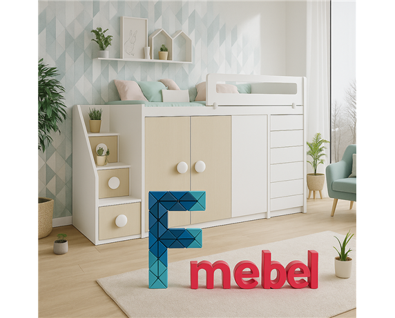 Кровать-чердак со шкафом Джорджия Fmebel 80x190