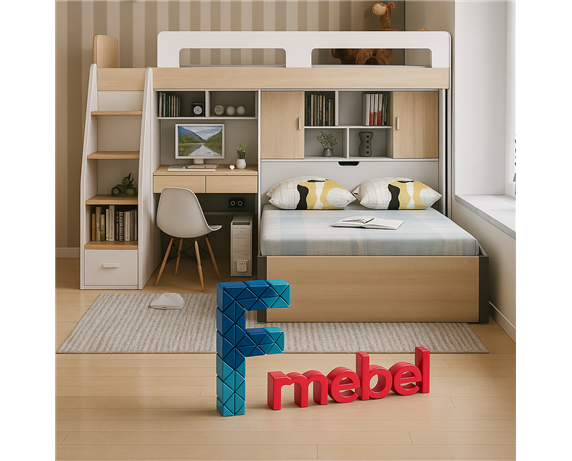 Кровать-чердак двухместная Бангалор Fmebel