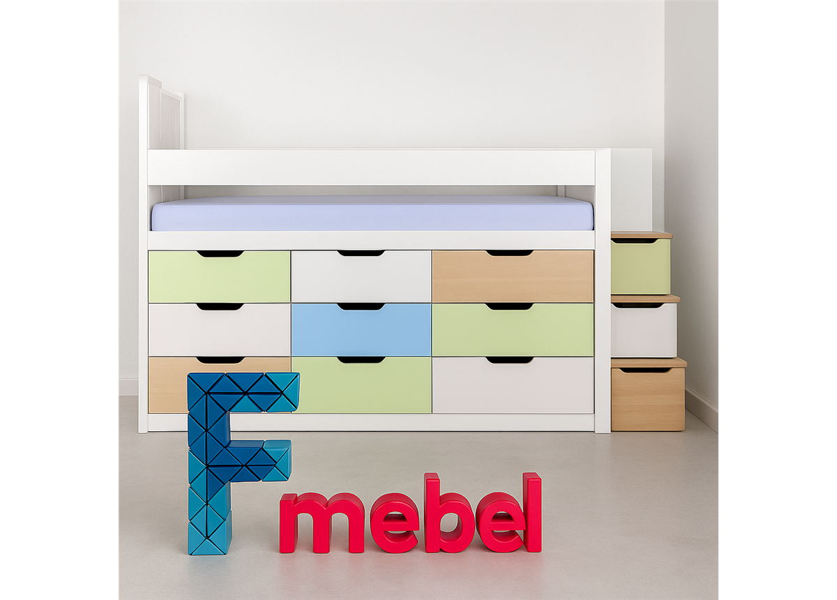 Кровать-чердак со шкафом Индиана Fmebel 80x190