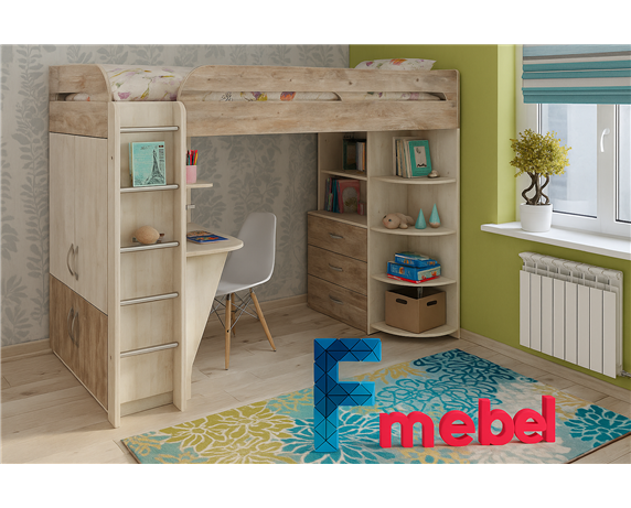 Кровать-чердак со столом Уэльс Fmebel 