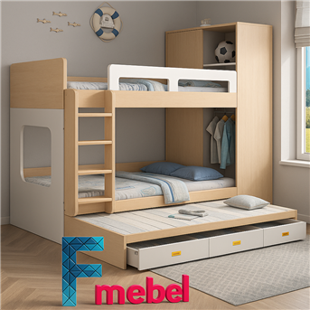 Двухъярусная кровать с дополнительным спальным местом Кале Fmebel