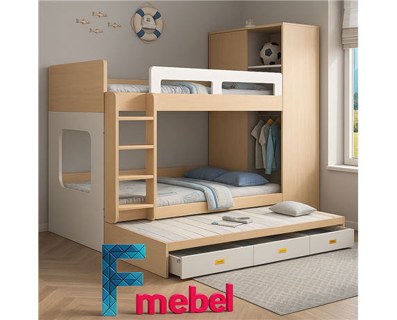 Двухъярусная кровать с дополнительным спальным местом Кале Fmebel