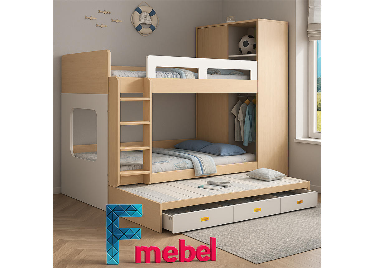 Двухъярусная кровать с дополнительным спальным местом Гонконг Fmebel