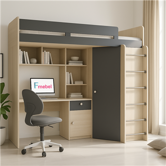 Кровать-чердак со столом Верона Fmebel 80x190