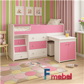 Кровать-чердак со столом Вайоминг Fmebel 80х190