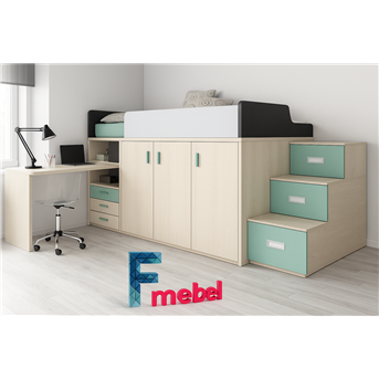 Кровать-чердак со столом Висбаден Fmebel