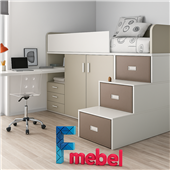 Кровать-чердак со столом Висбаден Fmebel