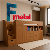 Кровать-чердак со столом Веллингтон Fmebel 