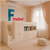 Кровать-чердак со столом Веллингтон Fmebel 