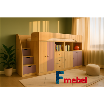 Кровать-чердак со столом Веллингтон Fmebel 