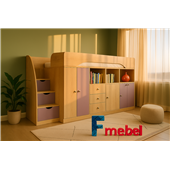 Кровать-чердак со столом Веллингтон Fmebel 