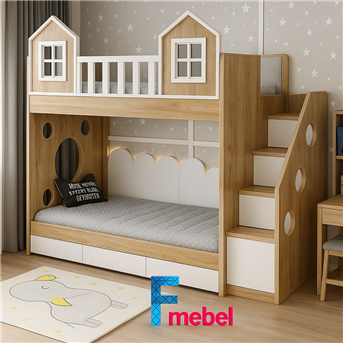 Двухъярусная кровать домик Краков Fmebel