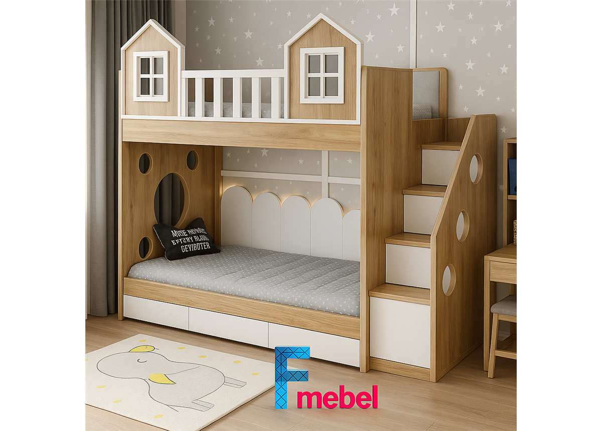 Двоярусне ліжко будиночок Краків Fmebel