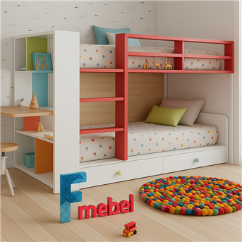 Двухъярусная кровать с полками Кассель Fmebel 90x200 