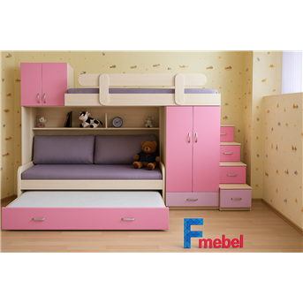Двухъярусная кровать с дополнительным спальным местом Фарго Fmebel 80x190