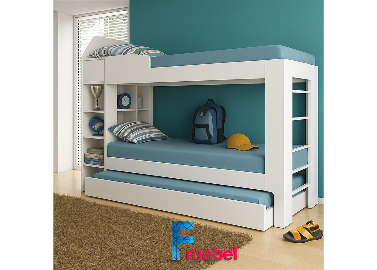 Двухъярусная кровать с дополнительным спальным местом Рочестер Fmebel 80x190