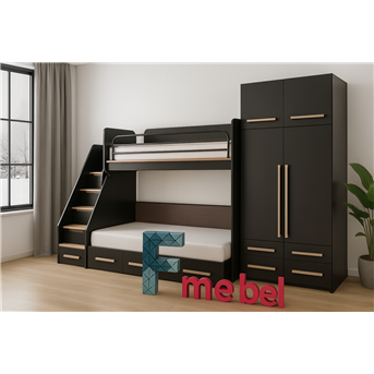 Двоярусне ліжко для дорослих з шафою Гельсінкі-3 Fmebel 140x200, 160x200