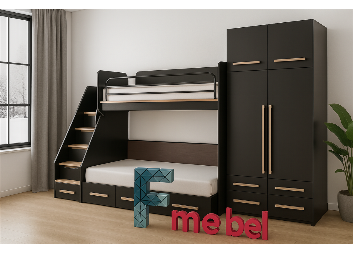 Двоярусне ліжко для дорослих з шафою Гельсінкі-3 Fmebel 140x200, 160x200