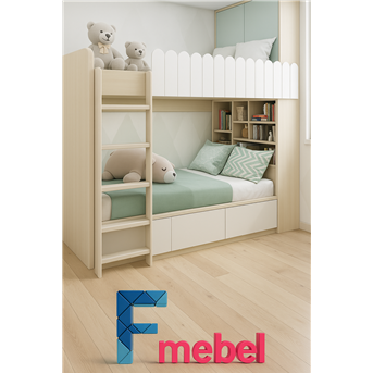 Двоярусне ліжко з полицями Акрон Fmebel 