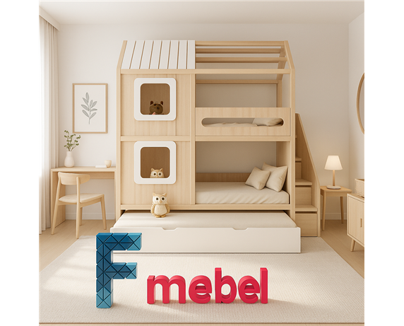 Двухъярусная кровать домик Мейкон Fmebel